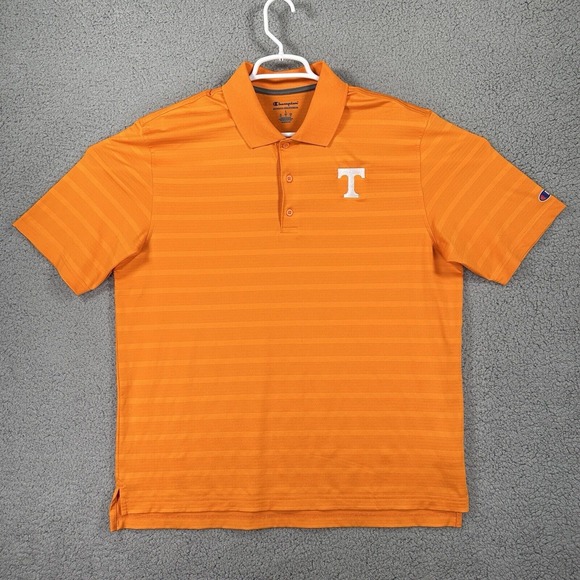 Champion University Of Texas Longhorns Mens L Polo‎ Orange Striped - Picture 1 of 9